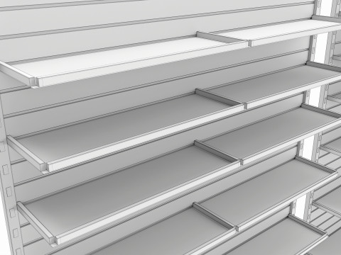 Store Slatwall Metal Slatwall Wall Shelf Unit Modelo 3D