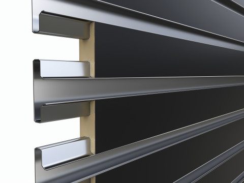 Store slatwall panel with aluminum insert Modèle 3D