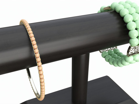 Store vintage wooden jewelry bracelet display stand 3D Model