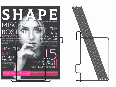 Store wire magazine holder for slatwall pegboard gridwall Modelo 3D