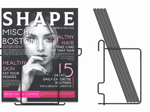 Store wire magazine holder for slatwall pegboard gridwall 3D Model