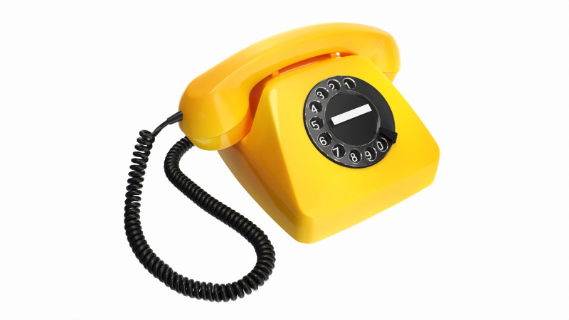 Table Rotary Dial Telephone Yellow 3Dモデル .c4d .max .obj .3ds .fbx .stl .blend 