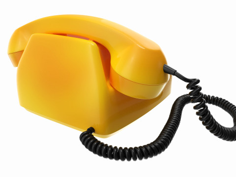 Table Rotary Dial Telephone Yellow 3Dモデル