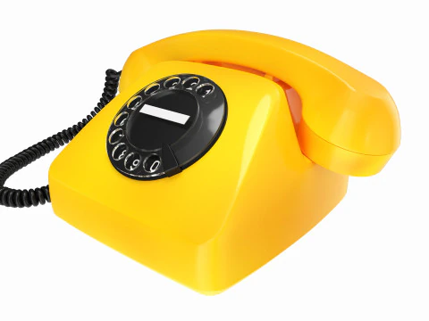 Table Rotary Dial Telephone Yellow 3D Model
