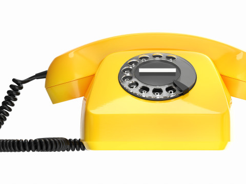 Table Rotary Dial Telephone Yellow 3Dモデル