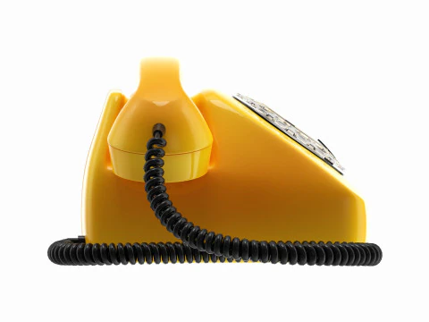 Table Rotary Dial Telephone Yellow 3D Model