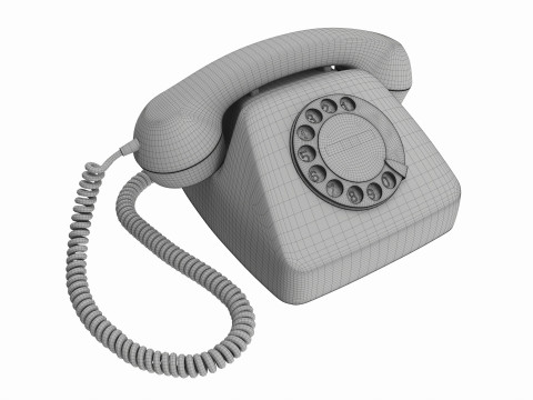 Table Rotary Dial Telephone Yellow 3Dモデル