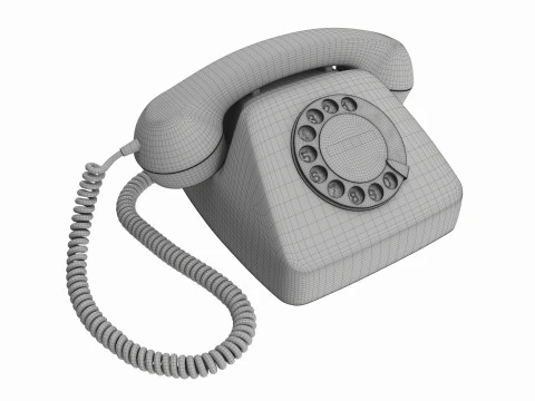 Table Rotary Dial Telephone Yellow 3D Model