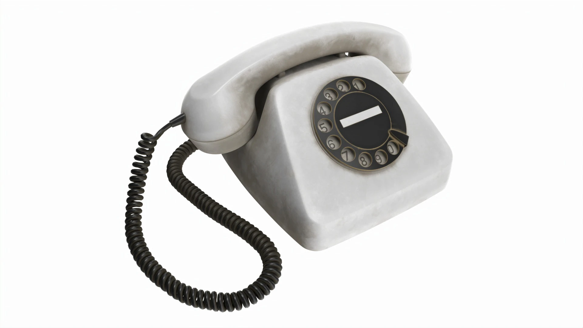 Table Rotary Dial Telephone White Dirty 3D Model .c4d .max .obj .3ds .fbx .stl .blend 