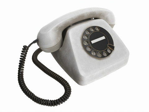 Table Rotary Dial Telephone White Dirty Modello 3D