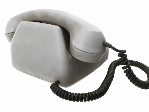 Table Rotary Dial Telephone White Dirty 3D Model