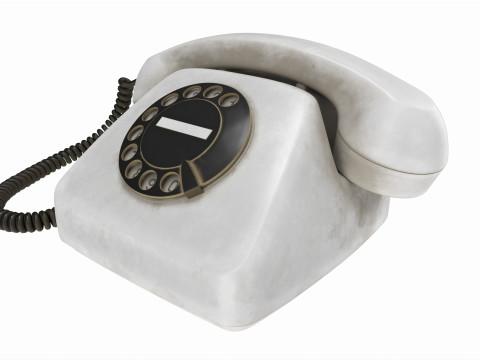 Table Rotary Dial Telephone White Dirty Modelo 3D