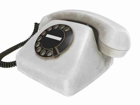 Table Rotary Dial Telephone White Dirty 3D Model