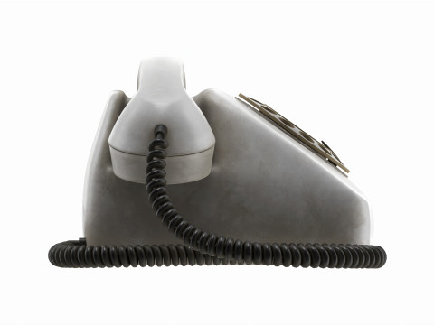 Table Rotary Dial Telephone White Dirty Modelo 3D
