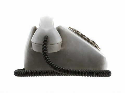 Table Rotary Dial Telephone White Dirty 3D Model