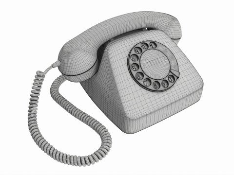 Table Rotary Dial Telephone White Dirty Modelo 3D