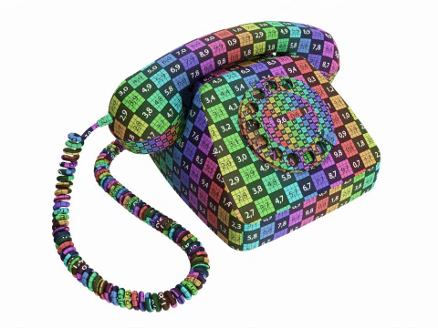 Table Rotary Dial Telephone White Dirty 3D Model