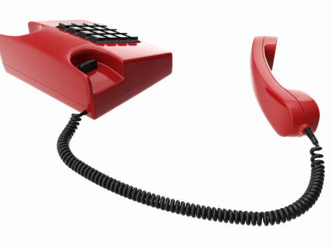 ऑफ-हुक हैंडसेट के साथ टेबल टच-टोन टेलीफोन 3D मॉडल