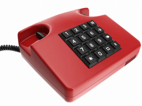 ऑफ-हुक हैंडसेट के साथ टेबल टच-टोन टेलीफोन 3D मॉडल