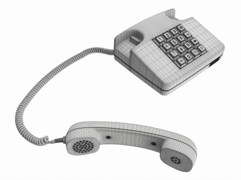 Table touch-tone telephone with off-hook handset 3Dモデル