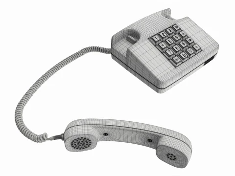 ऑफ-हुक हैंडसेट के साथ टेबल टच-टोन टेलीफोन 3D मॉडल