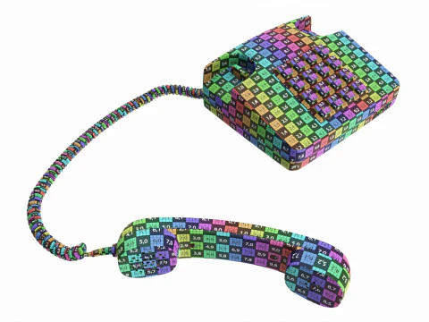 ऑफ-हुक हैंडसेट के साथ टेबल टच-टोन टेलीफोन 3D मॉडल