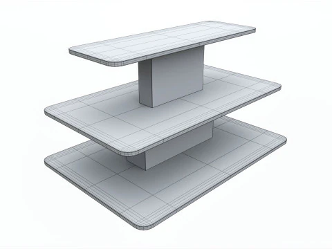 Three Tier Rectangle Table 3D Model