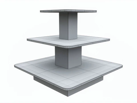 Three Tier Square Table 3D Model