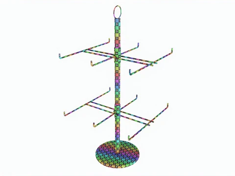 Two Tier Counter Top Spinner with hooks 3D Model