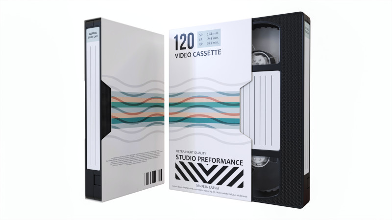 Video VHS cassette with cover Model 3D .c4d .max .obj .3ds .fbx .stl .blend 
