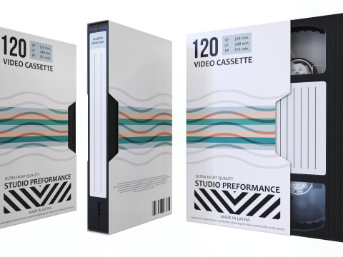 Video VHS cassette with cover Model 3D