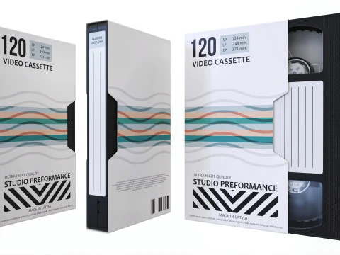 Cassete de v&iacute;deo VHS com capa Modelo 3D