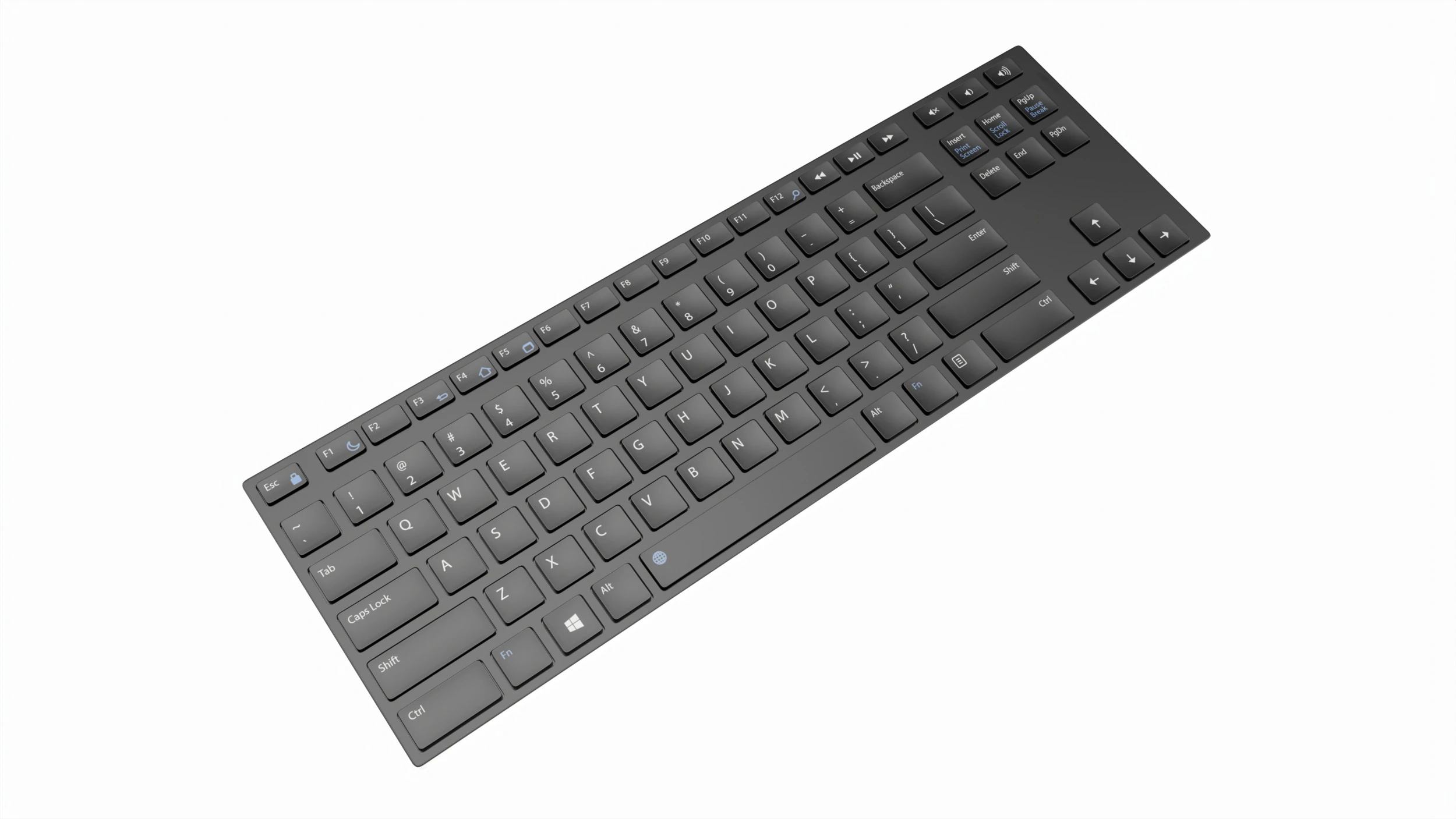 Teclado Inal&aacute;mbrico Reducido Negro Modelo 3D .c4d .max .obj .3ds .fbx .stl .blend 