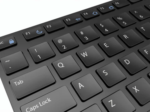 Teclado Inal&aacute;mbrico Reducido Negro Modelo 3D