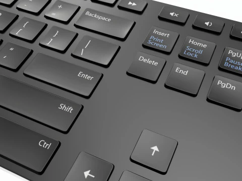 Teclado Inal&aacute;mbrico Reducido Negro Modelo 3D