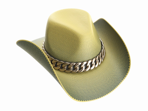Woman cowboy fabric hat with curved brims Model 3D