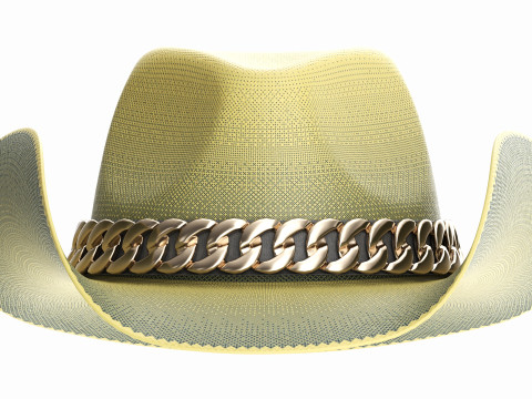 Woman cowboy fabric hat with curved brims 3D-Modell