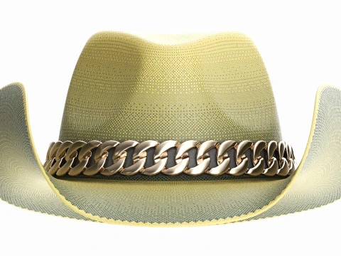 Woman cowboy fabric hat with curved brims 3D Model