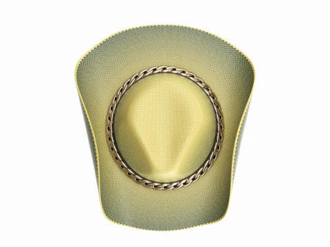 Woman cowboy fabric hat with curved brims 3D Model
