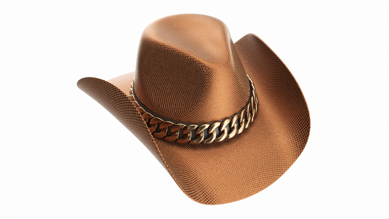 Woman cowboy metallic hat with curved brims 3D Model .c4d .max .obj .3ds .fbx .stl .blend 