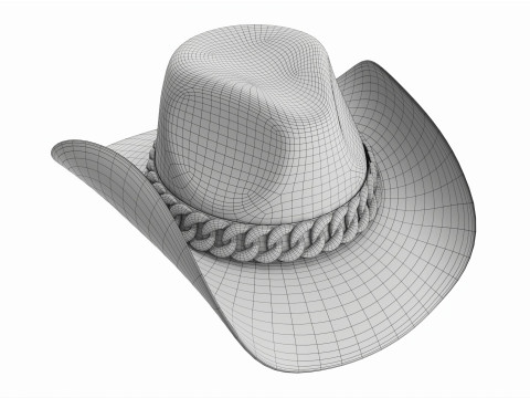 Woman cowboy metallic hat with curved brims 3D Model