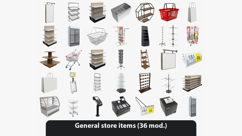 General store items Model 3D .c4d .max .obj .3ds .fbx .stl .blend 