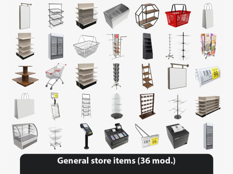 General store items Model 3D
