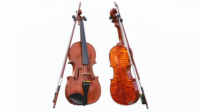 Classick brown violin with bow Modelo 3D .c4d .max .obj .3ds .fbx .stl .blend 