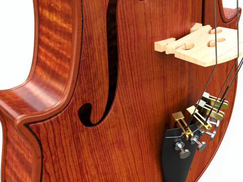 Classick brown violin with bow 3D Model