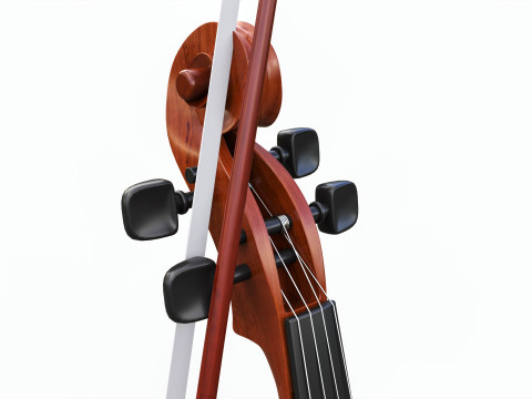 Classick brown violin with bow Modelo 3D