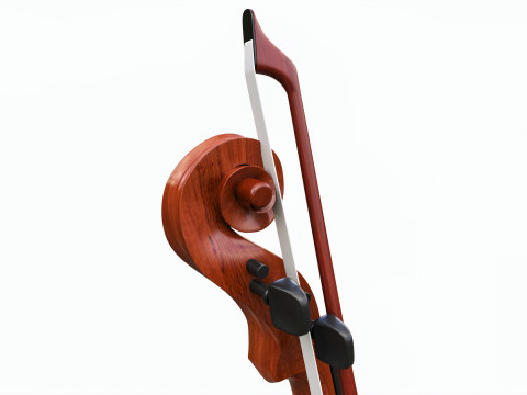 Classick brown violin with bow Modelo 3D