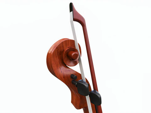 Classick brown violin with bow 3D Model