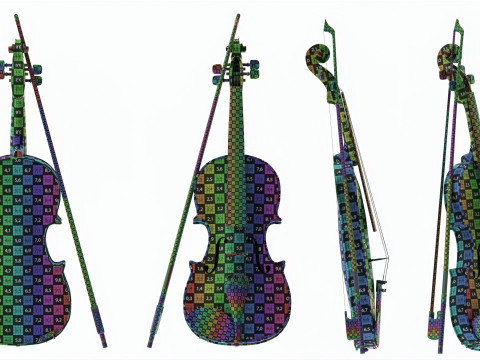 Classick brown violin with bow Modelo 3D