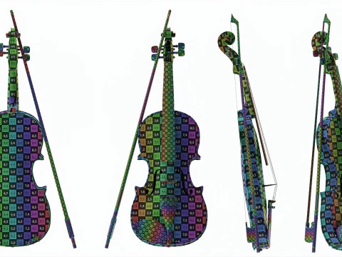 Classick brown violin with bow 3D Model